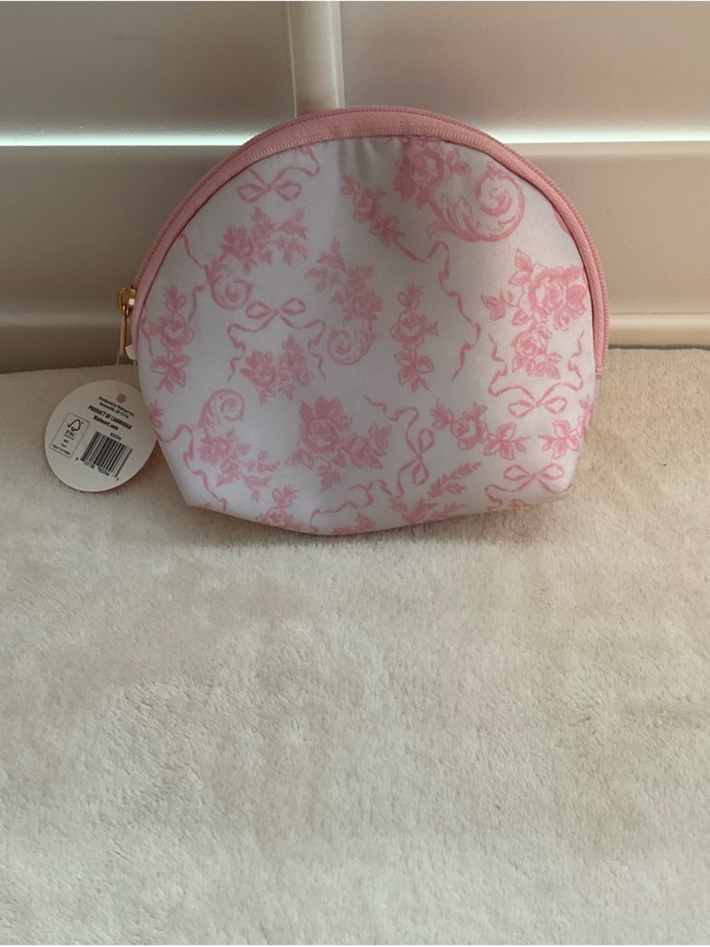 Pink Floral Cosmetic Pouch - Lightweight Makeup Case